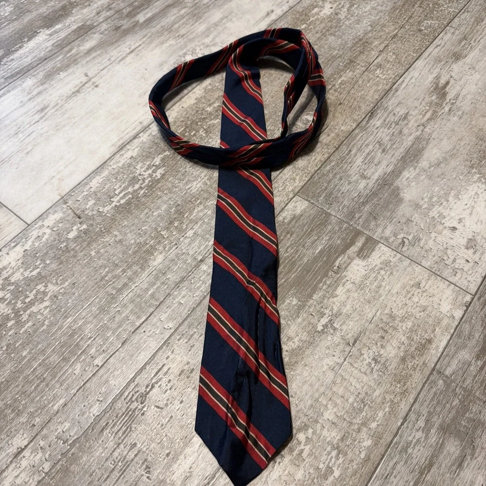 Christian Dior Tie Striped w/ Logo Accent Blue Red 56